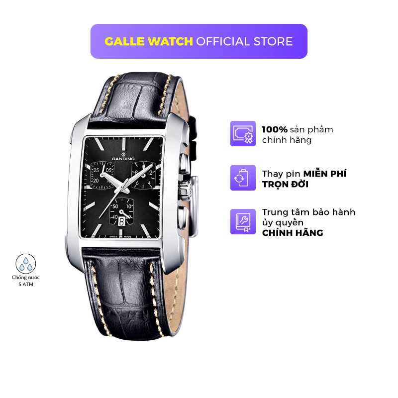 Đồng hồ nam chính hãng - Candino C4334/I - Tính năng Chronograph bấm giờ, Chống nước, Dây da cao cấp, Xuất xứ Thụy Sĩ