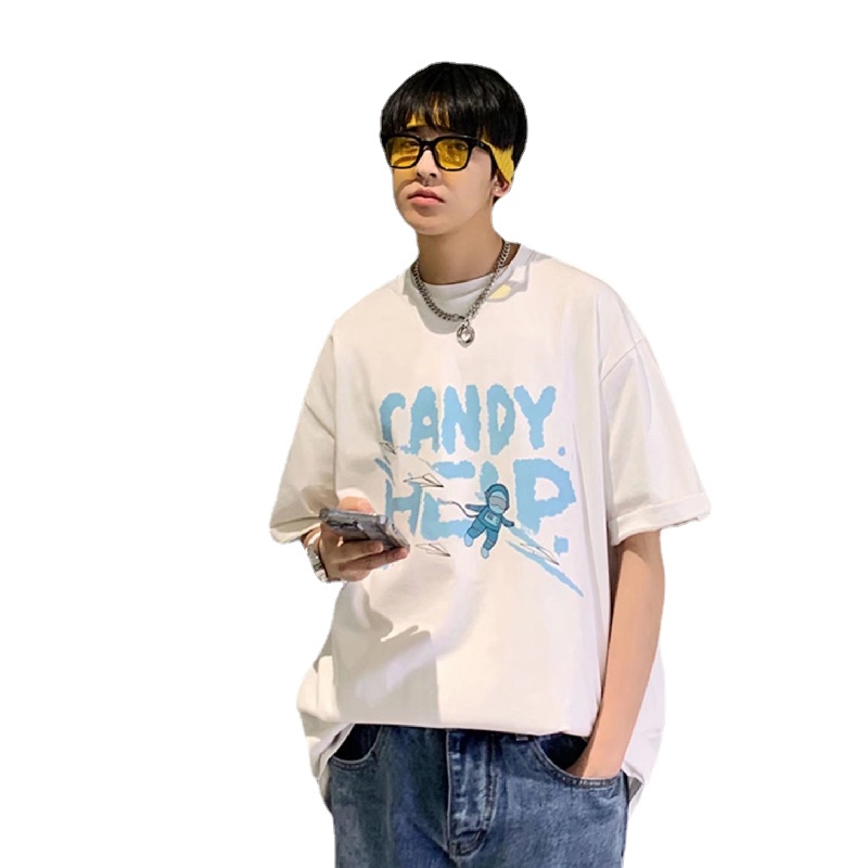 Áo Thun Tay Ngắn Dáng Rộng In Chữ Phong Cách Nhật Bản Thời Trang Mùa Hè Cho Nam Và Nữ size M-5XL