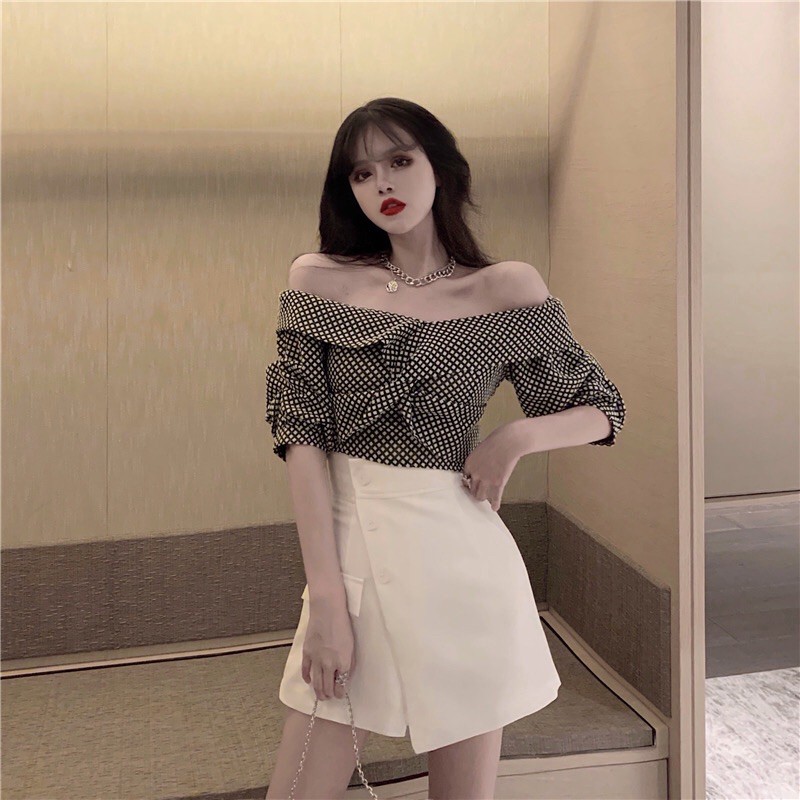 Quần sooc vải giả váy vạt lệch QC siêu xinhhh | BigBuy360 - bigbuy360.vn