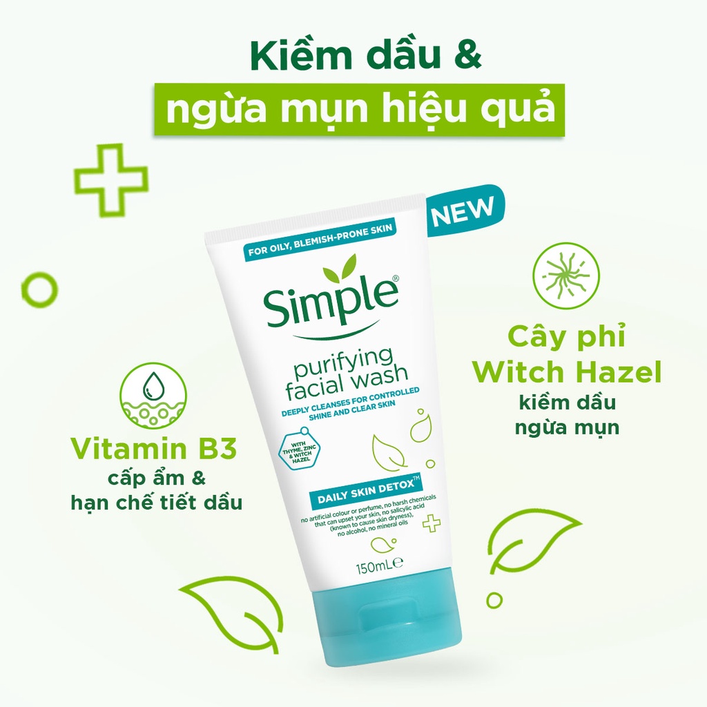 Sữa Rửa Mặt Simple Kiềm Dầu, Ngừa Mụn Cho Da Mụn 150ml - Hasaki - Sản phẩm chính hãng