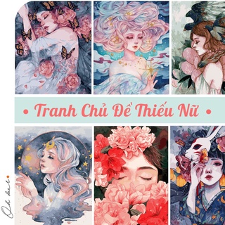 Tranh Tô Màu Theo Số Thiếu Nữ Có Khung - Kích Thước 40 x 50cm