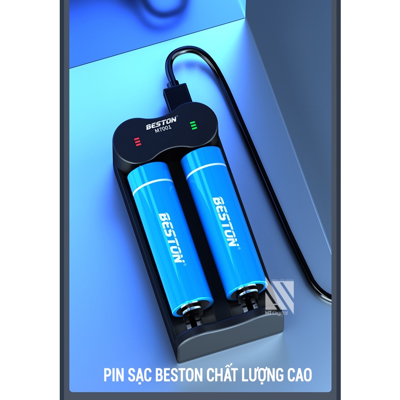 Pin Sạc 18650 Dòng Xả Cao Beston 3300mAh kèm sạc đa năng 3.7V cho pin 18650 20700 21700 26650 16340 16650 17650 18350