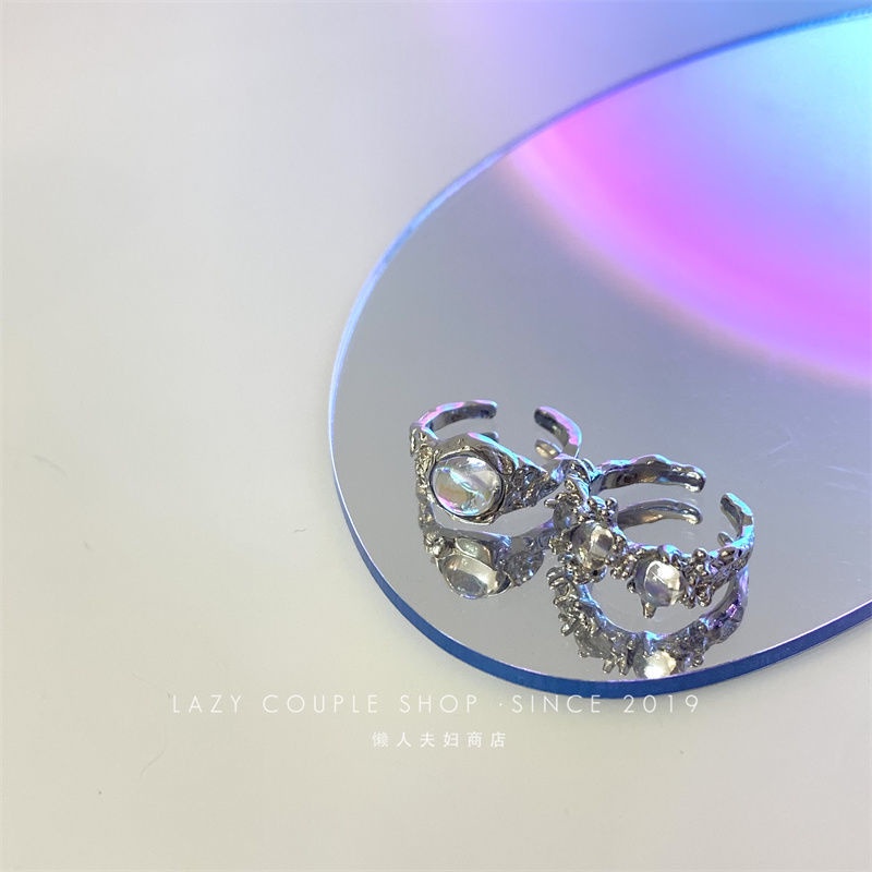 IF ME Nhẫn hở   kiểu hoa/ bướm/ trái tim đính đá mặt trăng màu hồng thời trang cho nữ