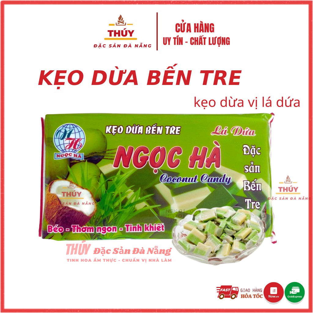 Kẹo Dừa Bến Tre vị lá dứa , vị sầu riêng gói 250gr