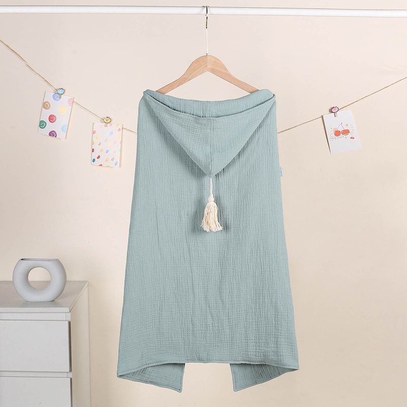 Khăn Tắm Gạc 4 Lớp Cotton Muslin Có Mũ Trùm Cho Bé Sơ Sinh