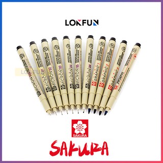 Bộ 12 BÚT MICRON SAKURA PIGMA ĐEN (SIZE-005 / 01 / 02 / 03 / 04 / 05 / 08 / 1 / 2 / 3 / BR)