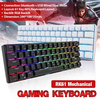 RK61 61 Keys Bluetooth & USB Ergonomic RGB Backlit Mechanical Gaming Keyboard