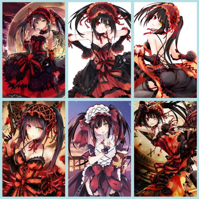 Poster kurumi date a live khổ a4 1-5 tấm có đề can bóc dán