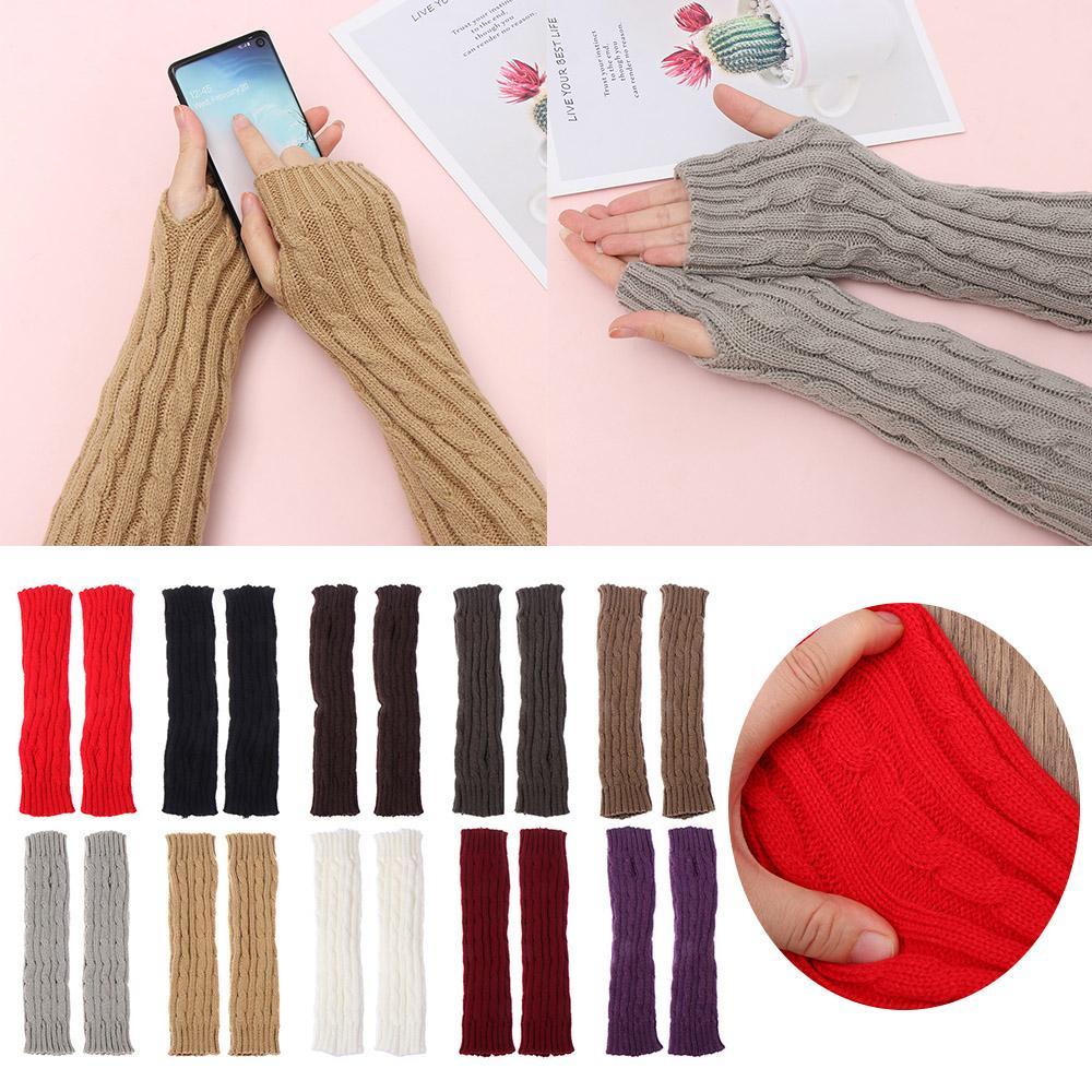 MIH Găng Tay Len Dài Hở Ngón Giữ Ấm