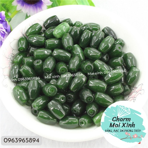 Lu Thống Đá Phong Thủy Trơn Nhiều Màu - phụ kiện vòng tay nam nữ tự nhiên tự làm handmade