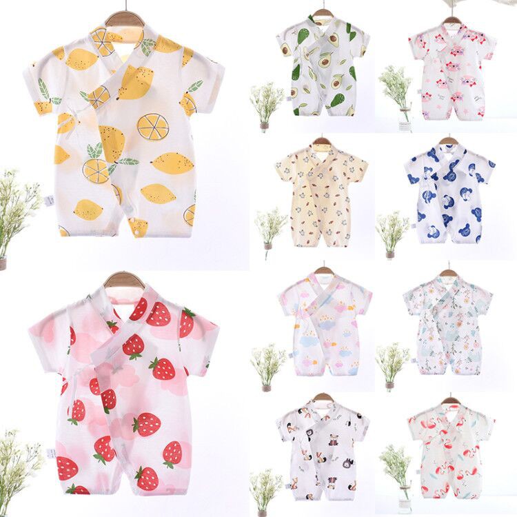 Áo liền quần ngắn bằng cotton kiểu kimono thời trang hè xinh xắn cho bé trao và gái