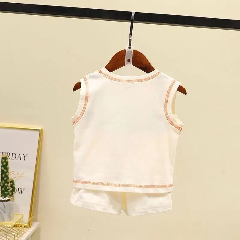 Bộ Đồ Thể Thao Áo Thun Cotton Tay Ngắn Phối Quần Ngắn Phong Cách Phương Tây Thời Trang Mùa Hè Mới Cho Bé Trai Gái 2022