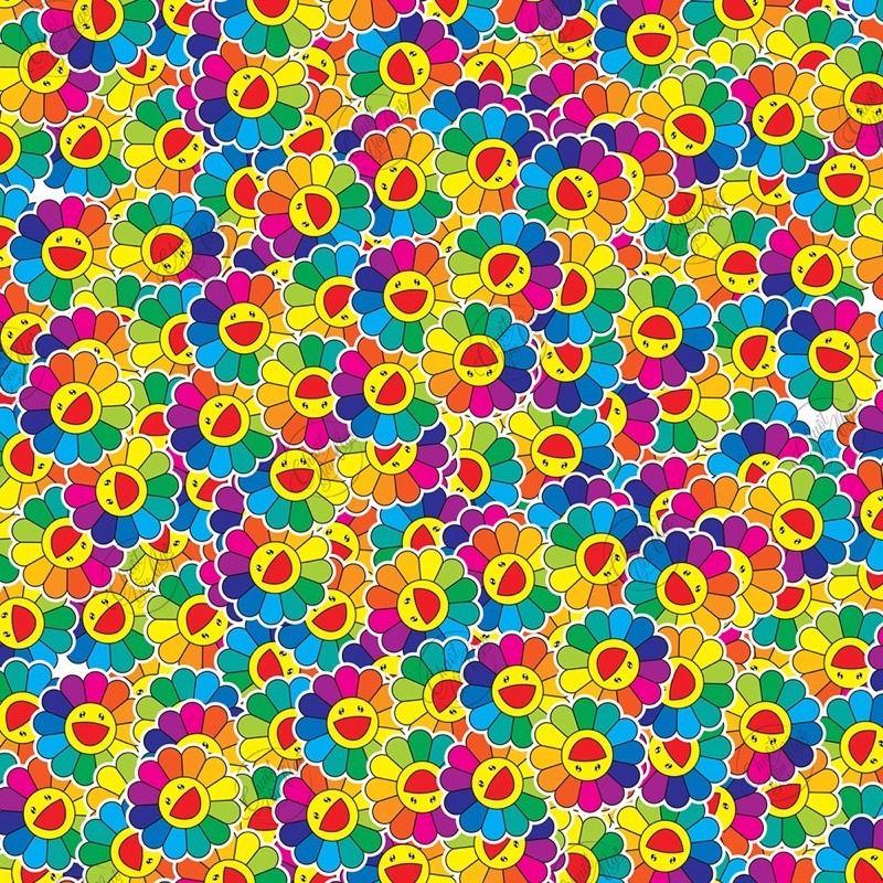 Bộ 50 sticker mini hình dán chủ đề hoa mặt trời hoa cầu vòng Kaikai kiki vui nhộn chống nước dán điện thoại NT 58