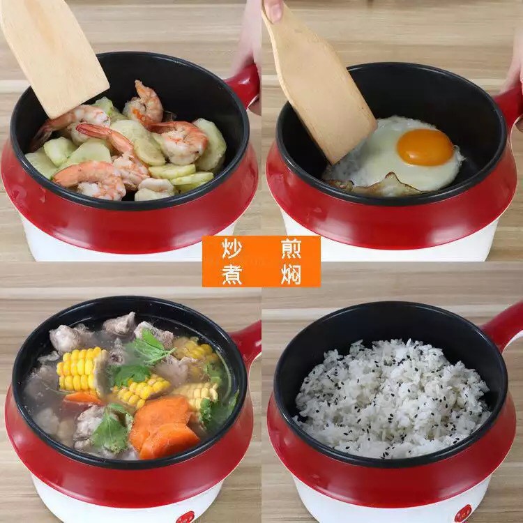 [GIÁ SỈ] Nồi Lẩu Điện Mini Đa Năng Chống Dính, Xửng Hấp 2 Tầng Dung Tích 1.5L Nấu Lẩu, Hấp Trứng,