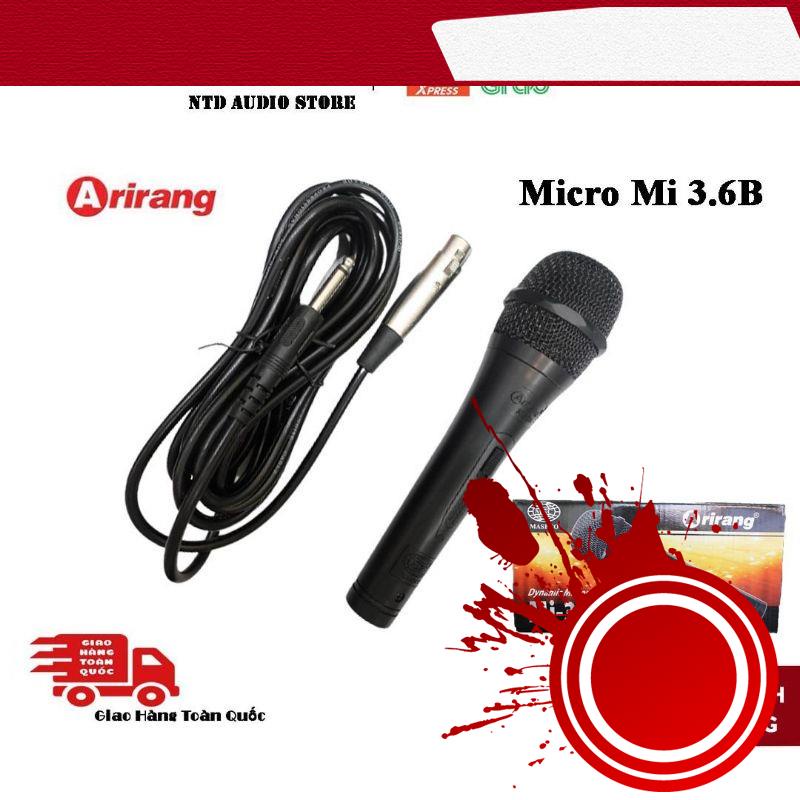 Micro Karaoke Có Dây Arirang Mi-3.6B | Micro bắt Giọng nhạy, Dây micro dài 5M - Phù hợp hát loa kéo, dà