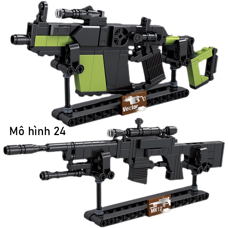 [COMBO 4 BỘ] MÔ HÌNH ĐỒ CHƠI LẮP RÁP LEGO SÚNG PUBG FREEFIRE AWM VECTOR MK12 M24 NON LEGO BUILDING BLOCK GUN chính hãng