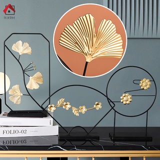 Hoa lá kim loại mạ vàng dễ lắp đặt trang trí tường phòng khách / phòng ngủ / khách sạn