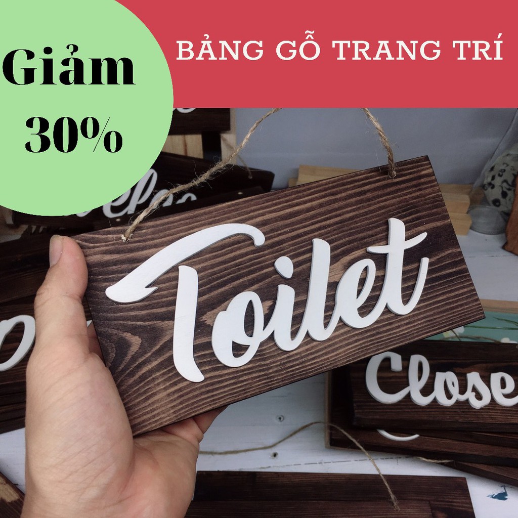 Bảng Toilet gỗ - Treo cửa Nhà Vệ Sinh (Handmade)