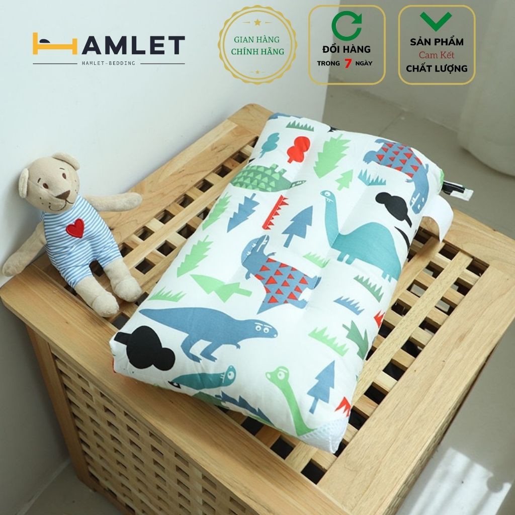 Gối đầu cho bé Hamlet có rãnh thông hơi massage chất liệu cotton thoáng mát ruột bông gòn