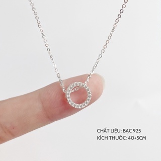 Dây chuyền bạc nữ miuu silver mặt tròn đính đá sang trọng blink circle - ảnh sản phẩm 1