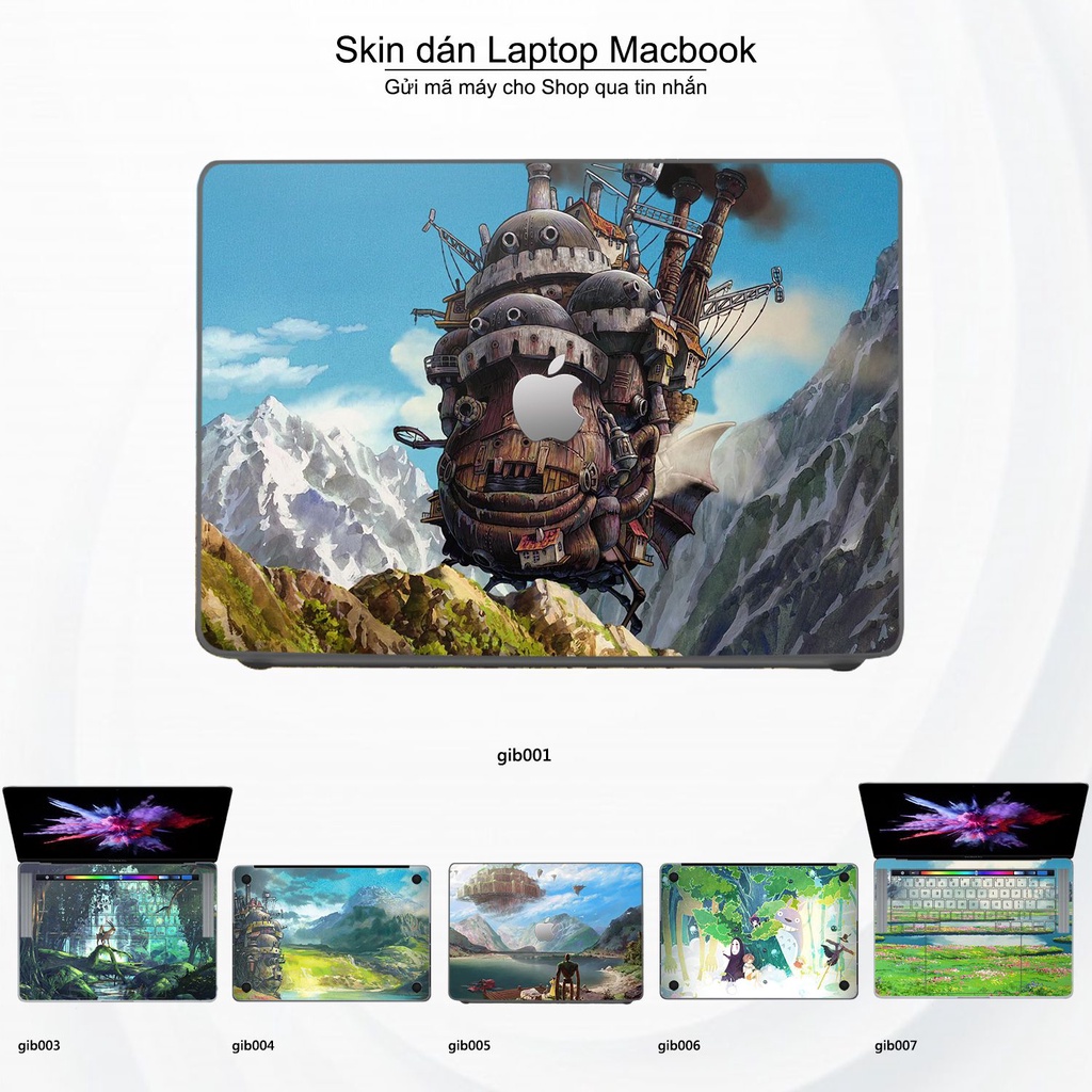 Skin dán Macbook mẫu Ghibli (đã cắt sẵn, inbox mã máy cho shop)