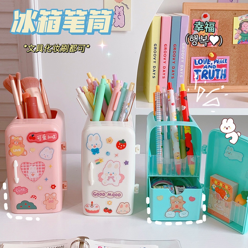 tủ lạnh mini ngăn đựng bút hộp đựng bút sáng tạo dung lượng lớn đa chức năng máy tính để bàn trang trí