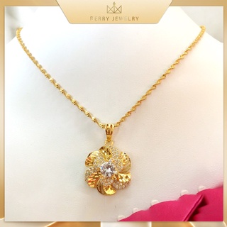  Dây Chuyền Bông Tai Nữ Hoa Mai Mặt Dây Hoa Mai Mạ Vàng Có Gắn Đá Nhiều Màu 