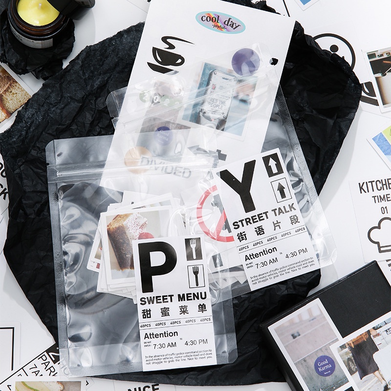 Set 40 Miếng Dán Trang Trí Sổ Tay Phong Cách Ins Đường Phố
