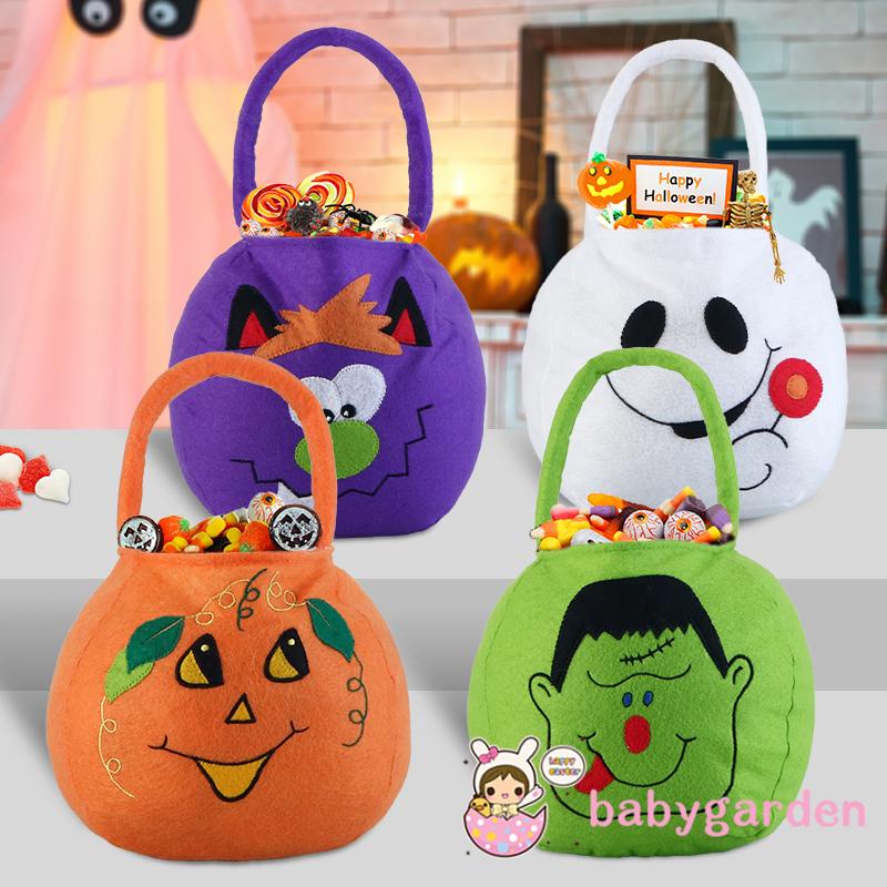 Túi Đựng Kẹo Thêu Họa Tiết Hoạt Hình Có Tay Cầm Phong Cách Halloween Cho Bé