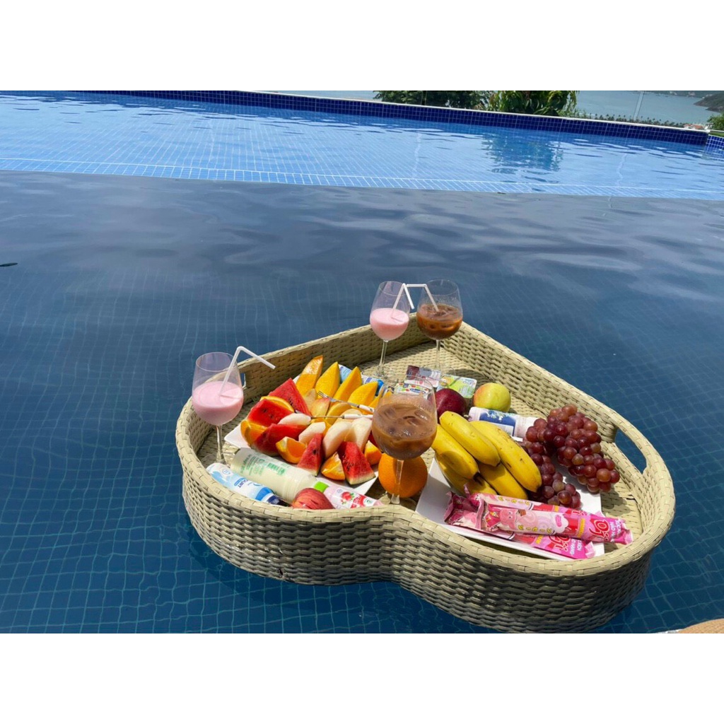 Khay đồ ăn nổi bể bơi (Trái tim, Size 80 x 80 x 15)