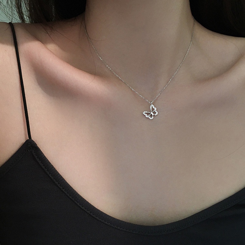 Vòng cổ Bạc Mặt Hình Bướm Phong Cách Hàn Quốc Thời Trang Mùa Hè