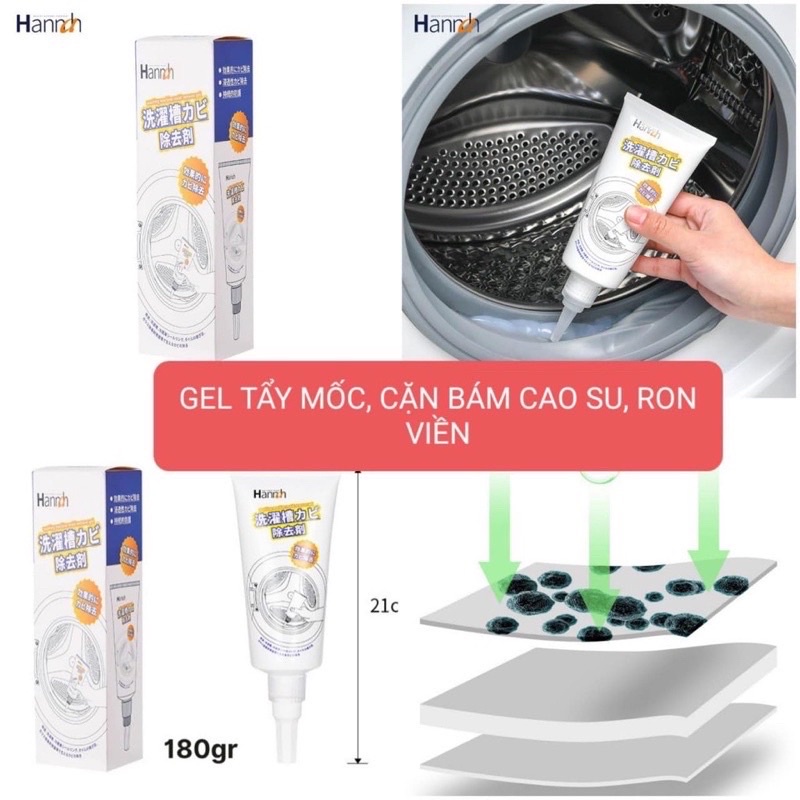 GEL TẨY MỐC, MẢNG BÁM RON CAO SU TỦ LẠNH, MÁY GIẶT HANNAH SIÊU SẠCH