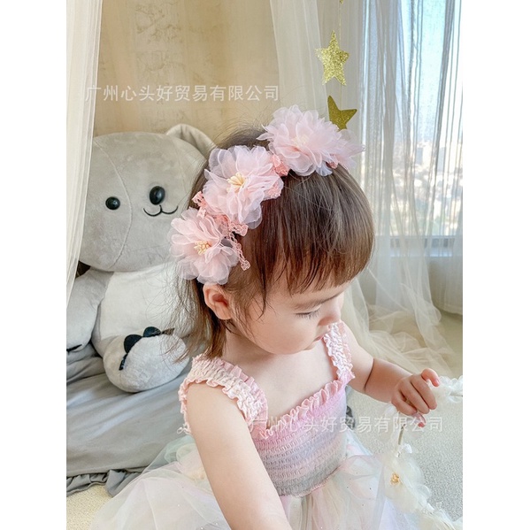 Bờm hoa voan công chúa xinh yêu cho bé