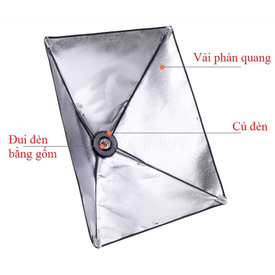 Bộ đèn chụp ảnh sản phẩm studio, quay phim, livestream chuyên nghiệp, Chân đèn cao 2m kèm Softbox 50x70cm