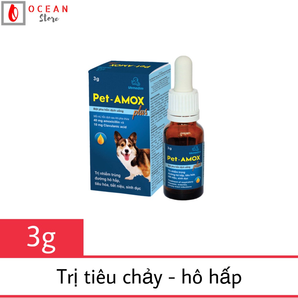 Pet- Amox Plus - Phòng & trị các nhiễm trùng ở chó mèo (Lọ 3g)