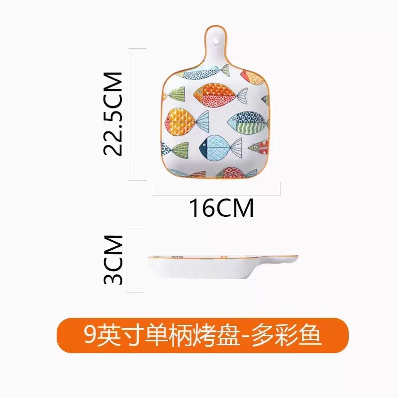 Bộ Bát Đĩa Sứ Họa Tiết Cá Sắc Màu 21 Món Cao Cấp Quà Tết Quà Tân Gia