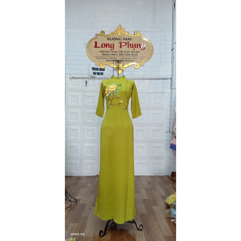 áo dài lụa Tây thi xanh cốm