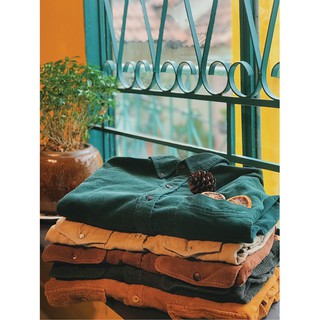 Áo sơ mi nhung tăm 2hand (Secondhand) vintage, cổ điển, bụi bặm, retro