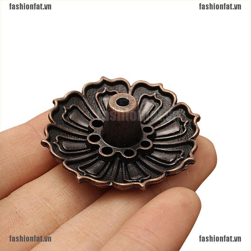 [Iron] 9 Holes Lotus Incense Burner Holder Flower Statue Censer Plate For Sticks&Cone J, [VN]