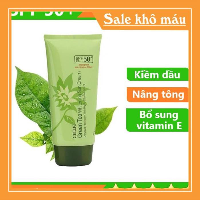 Kem chống nắng trà xanh Cellio Green Tea Whitening Sun Cream SPF 50+