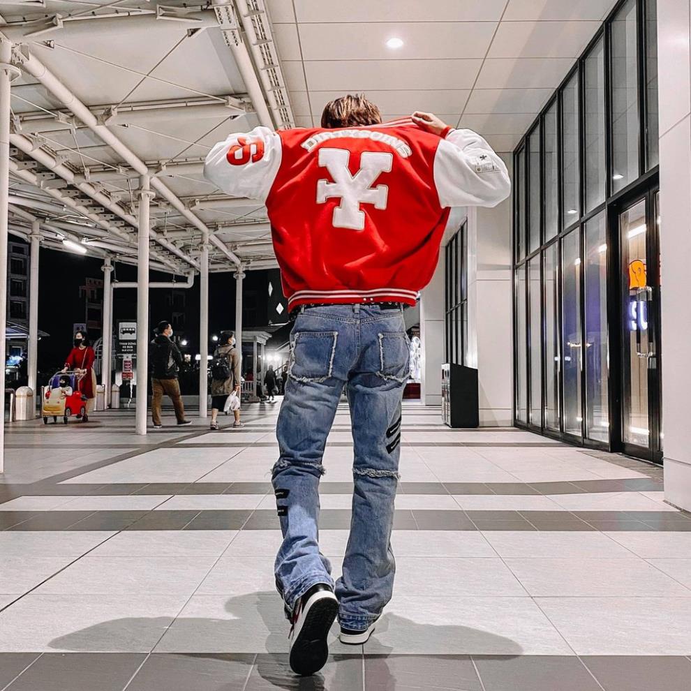 Áo Khoác áo bomber DirtyCoins Embroidered Varsity Jacket Red Nam hot trend