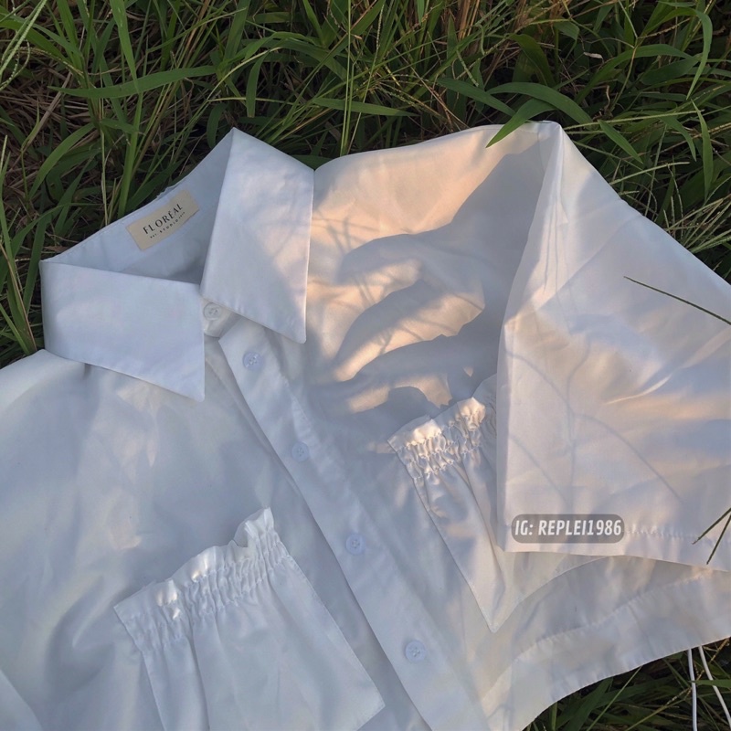 [ẢNH THẬT ĐỘC QUYỀN REPLEI1986] Áo croptop sơ mi túi bánh bao dễ thương