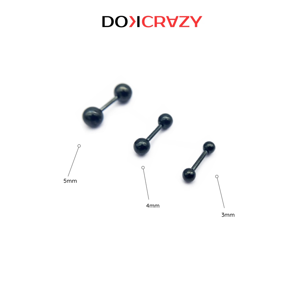 Khuyên tai quả tạ tròn trơn DOKCRAZY thời trang nhiều size unisex