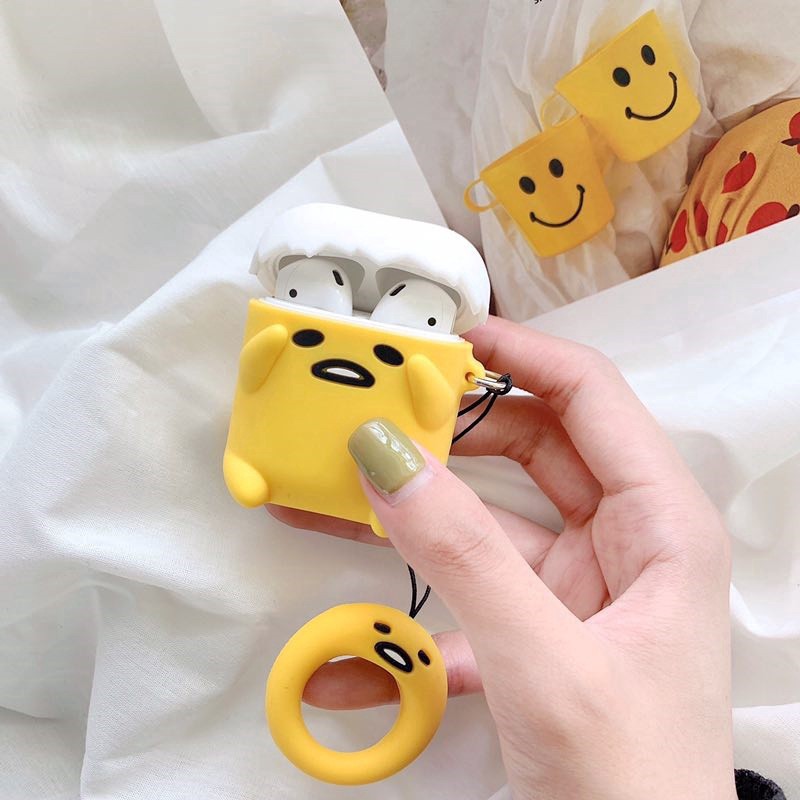 Vỏ bảo vệ hộp sạc tai nghe Airpods1 2 làm bằng silicon thiết kế họa tiết Gudetama