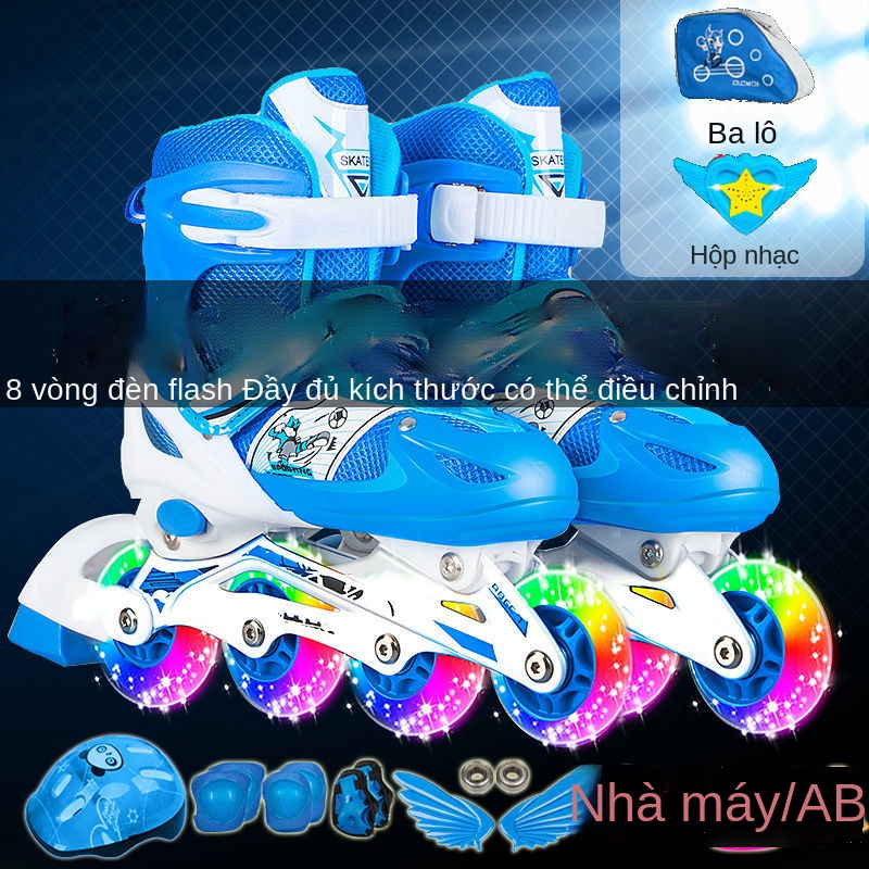 ∈✷☸Trượt băng trẻ em trọn bộ 3-4-5-6-10 tuổi người lớn giày trượt patin giày trượt patin giày trượt nội tuyến cho nam và