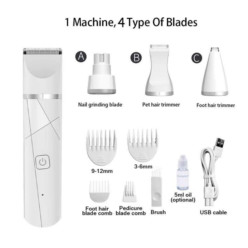 Bộ Tông Đơ Cắt Tỉa Lông 4 Trong 1 Với 4 Lưỡi Dao Cạo Râu Chuyên Nghiệp Dành Cho Chó Mèo
