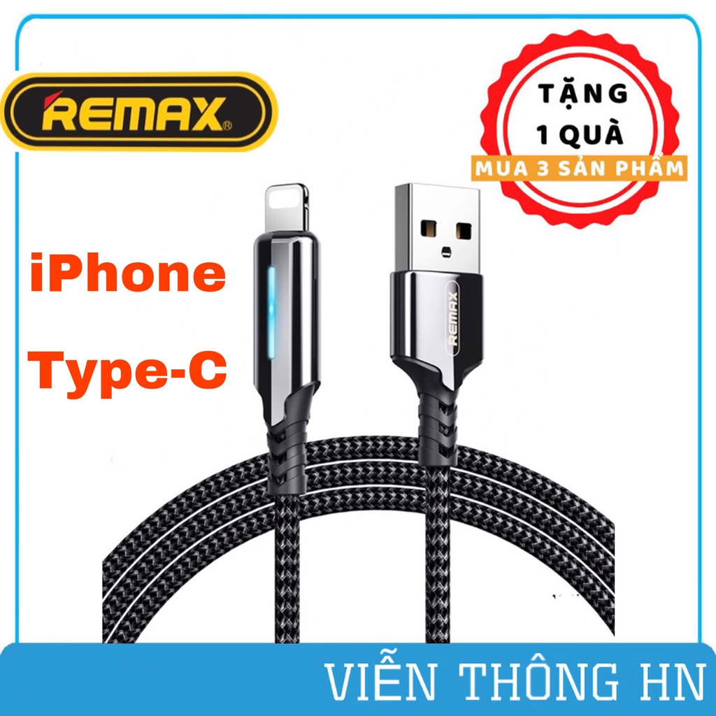Cáp sạc nhanh tự ngắt điện Remax RC-123i RC- 123a khi sạc đầy cho iphone ipad samsung ...vv- dây sạc lightning và type c