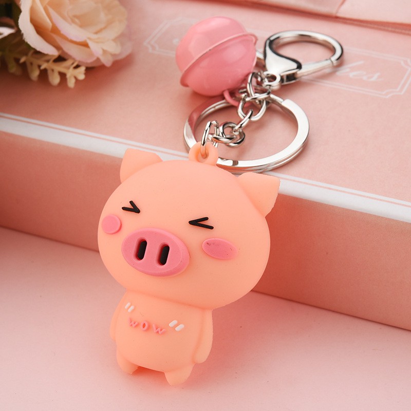 Móc khóa treo balo Heo con / Vịt Vàng Đính lục lạc CUTE