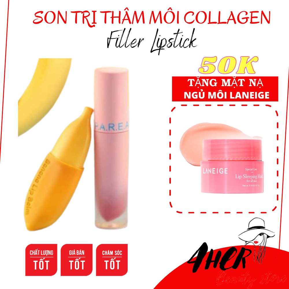 Son chuối Filler lipstick hồng môi, Son Filler Lipstick collagen banana
