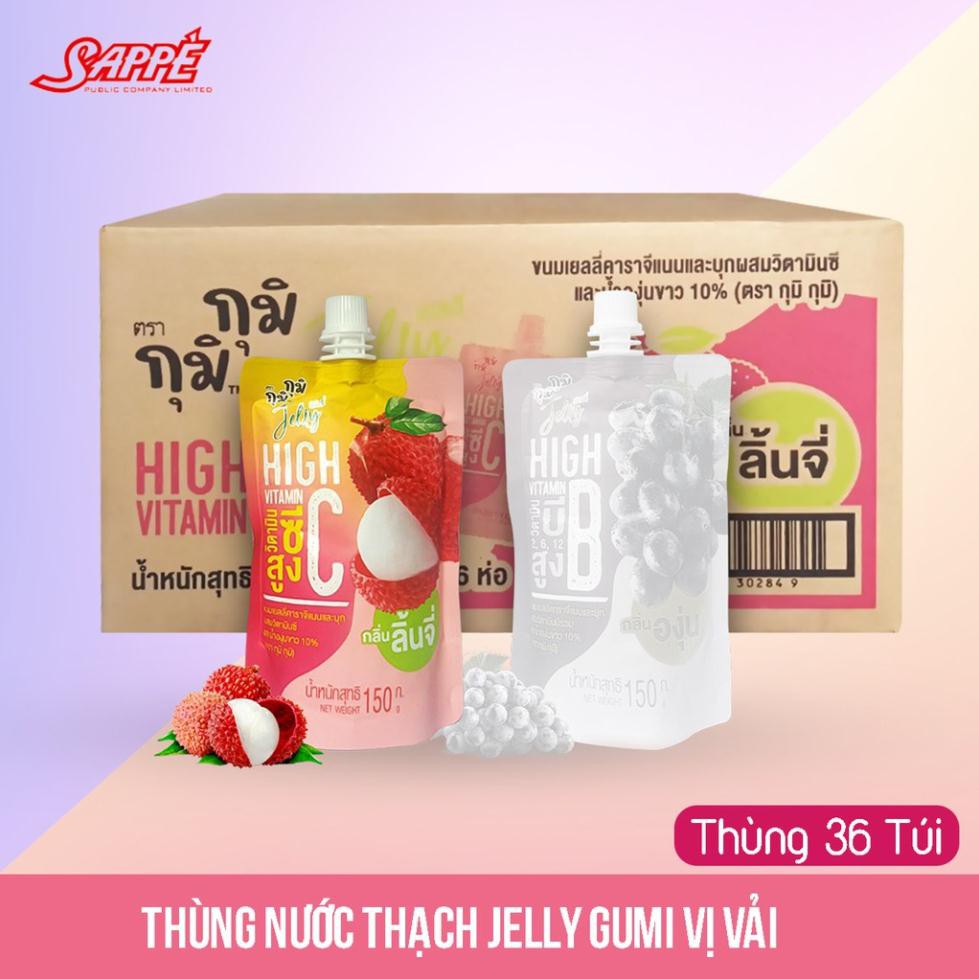Lốc 6 gói Thạch Vitamin C Jelly Gumi Gumi  Vị Vải - Gói 150g